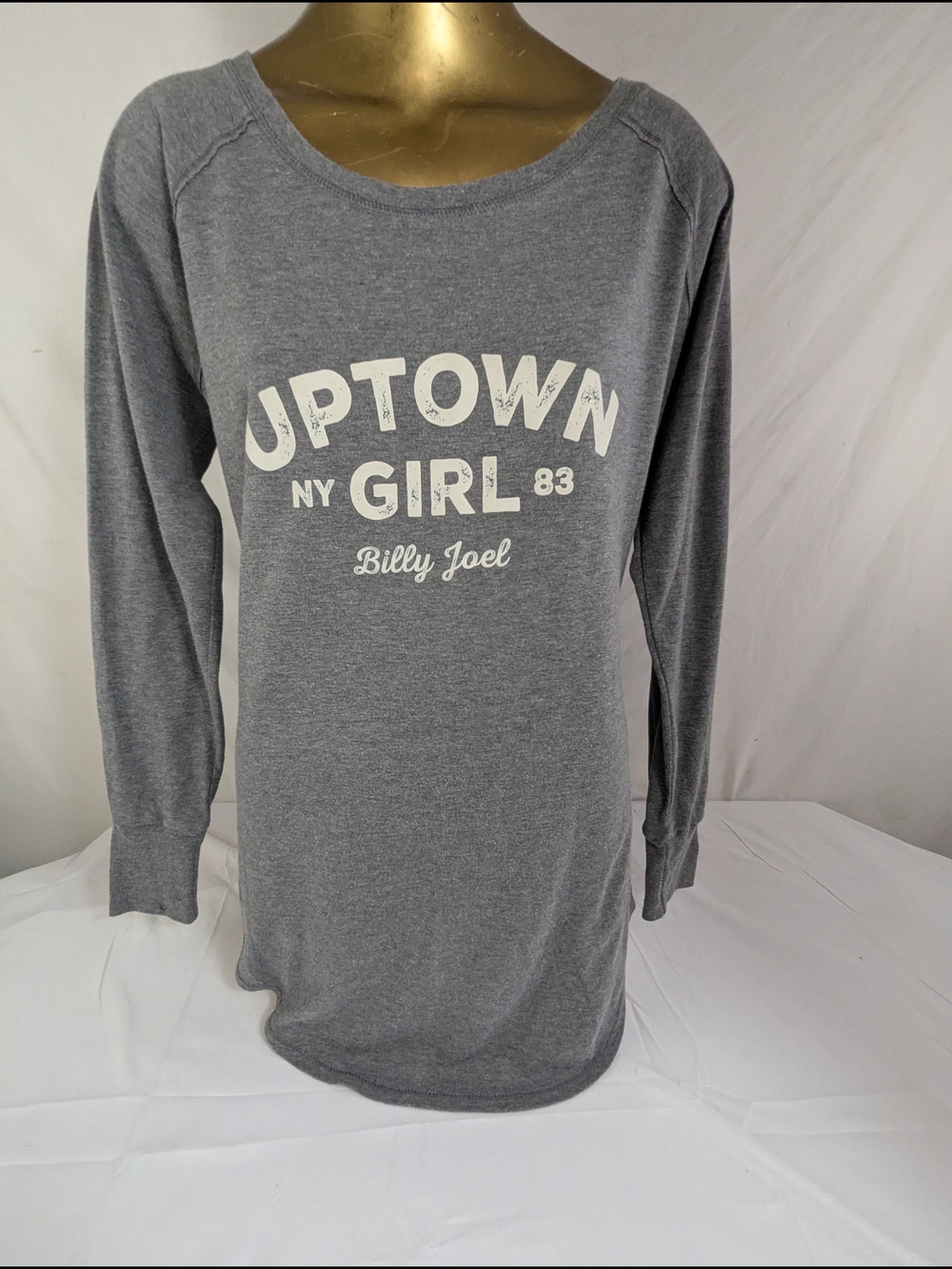 Billy Joel Uptown Girl 1983 Gray Long-Sleeve Women's Top Size Large